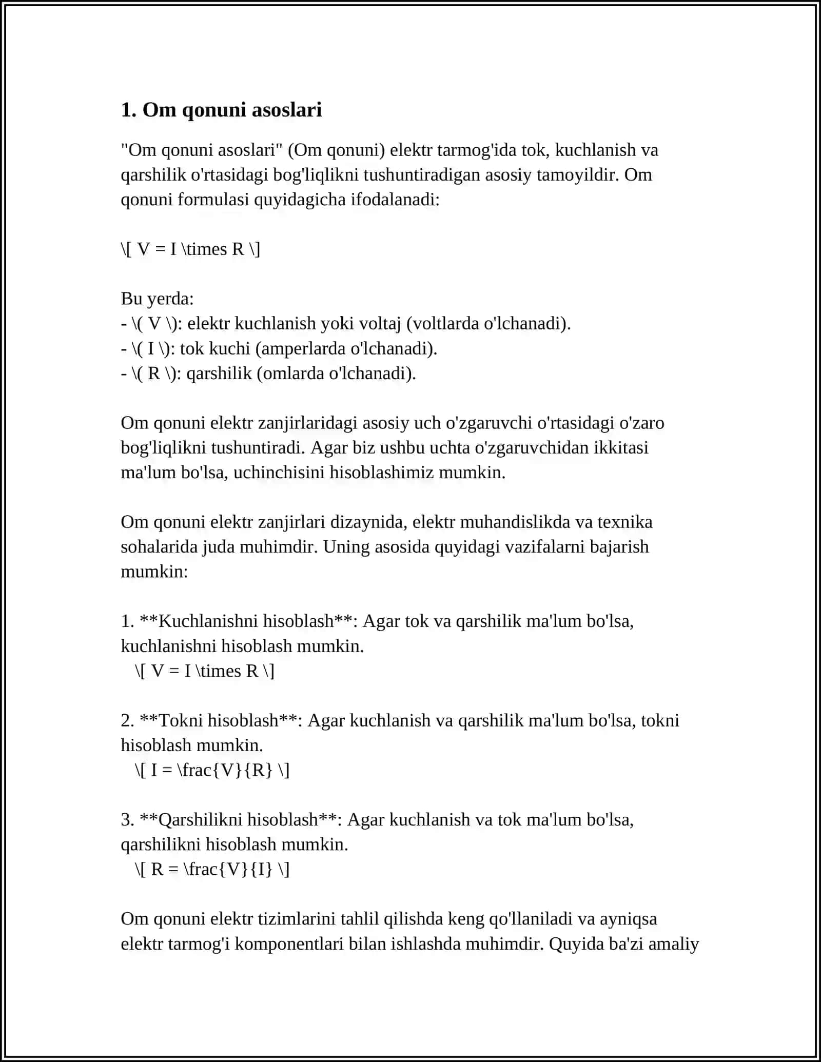 OM VA JOUL-LENS QONUNLARINING DIFFERENSIAL KORINISHI 3