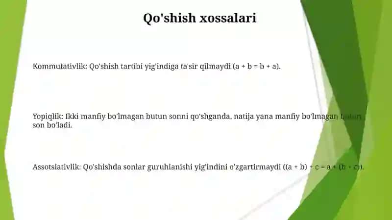Nomanfiy butun sonlar to'plamini aksiomatikasosda qurish 3