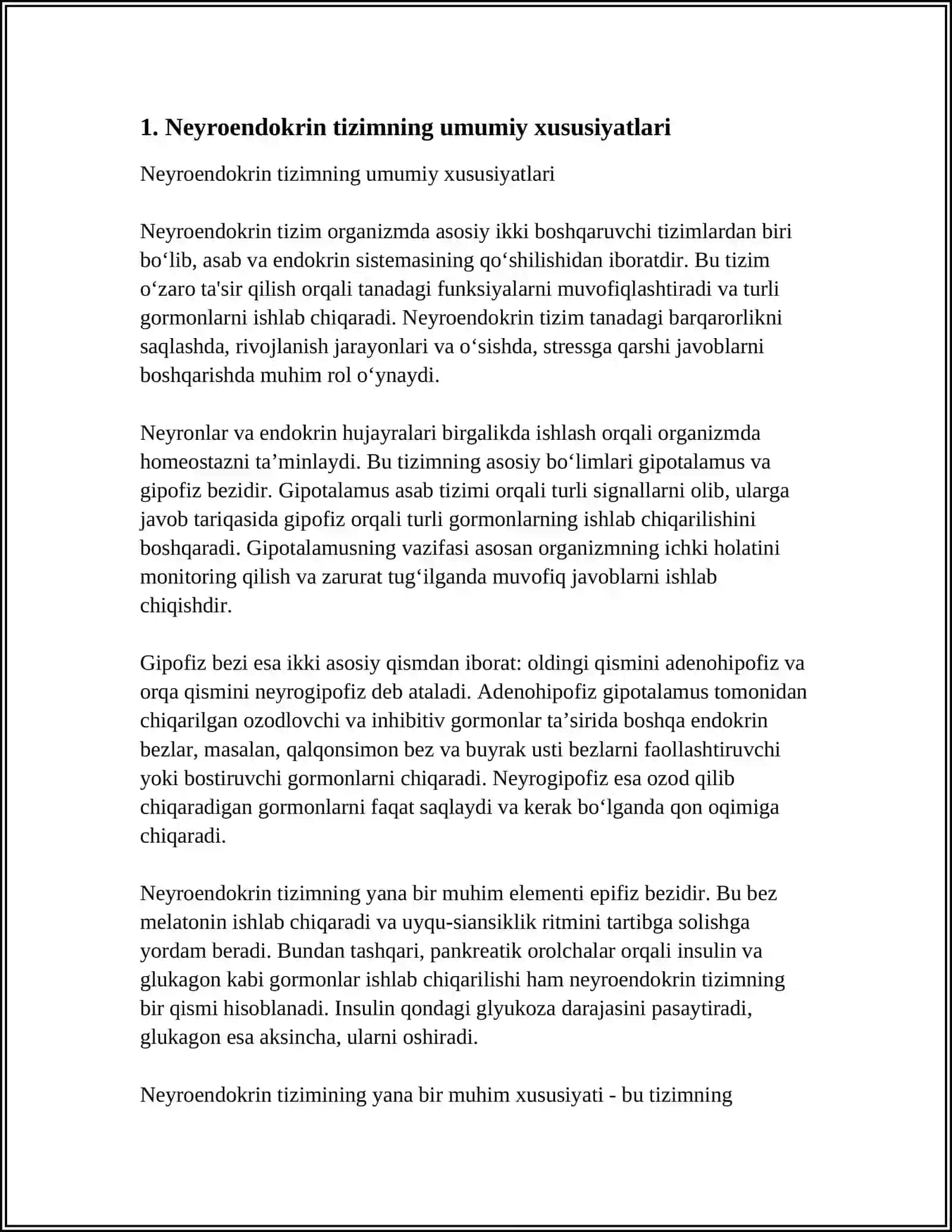 ORGANIZMDAGI FIZIOLOGIK JARAYONLARINI NEYROENDOKRIN SISTEMASI ORQALI BOSHQARILISHI 3
