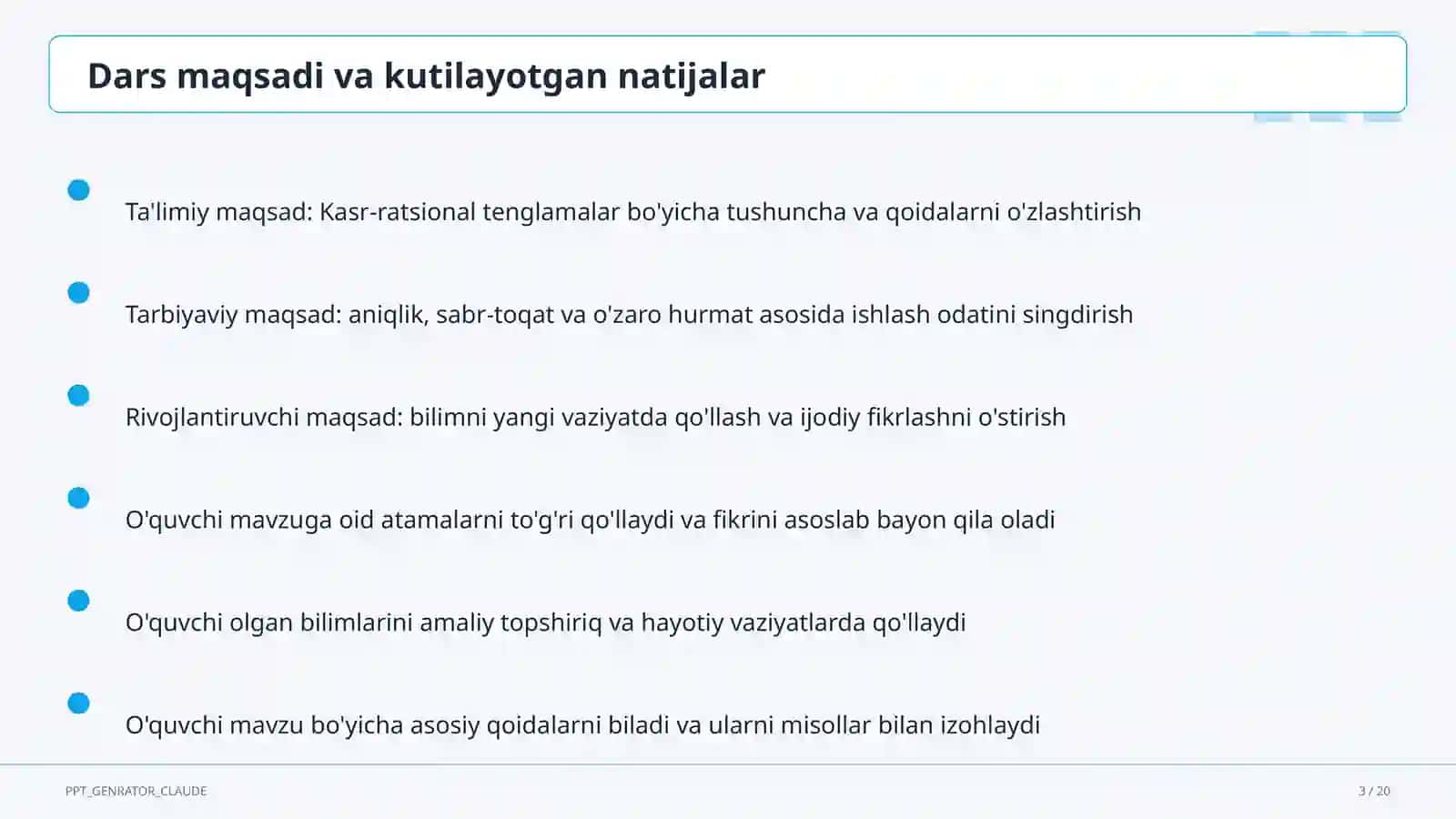 Kasr-ratsional tenglamalar (8-sinf) 3