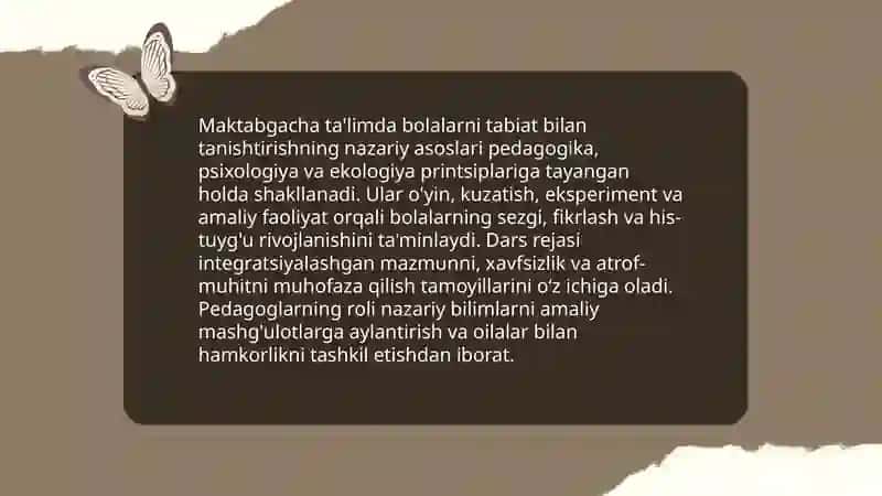 Maktabgacha talimda bolalarni tabiat bilan tanishtirishning nazariy asoslari va tabiat haqida tushuncha 3