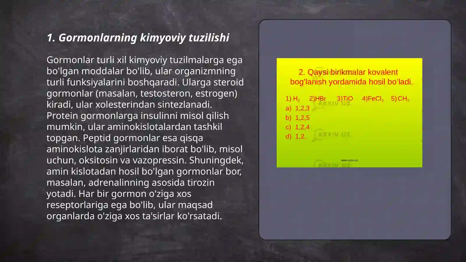 Gormonlarning kimyoviy tabiati biologik funksiyalari va ta'sir mehanzmiga qaran tasniflash 3