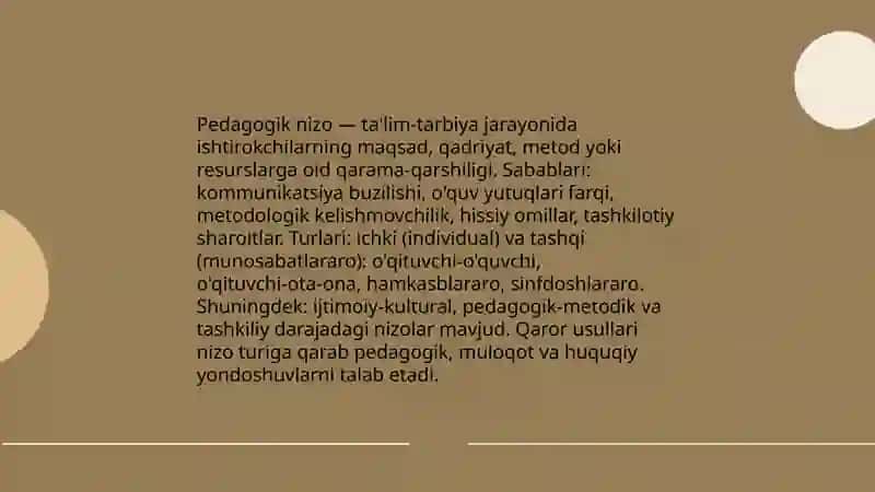 Pedagogik nizolar va ularni bartaraf etish tehnologiyasi. 3