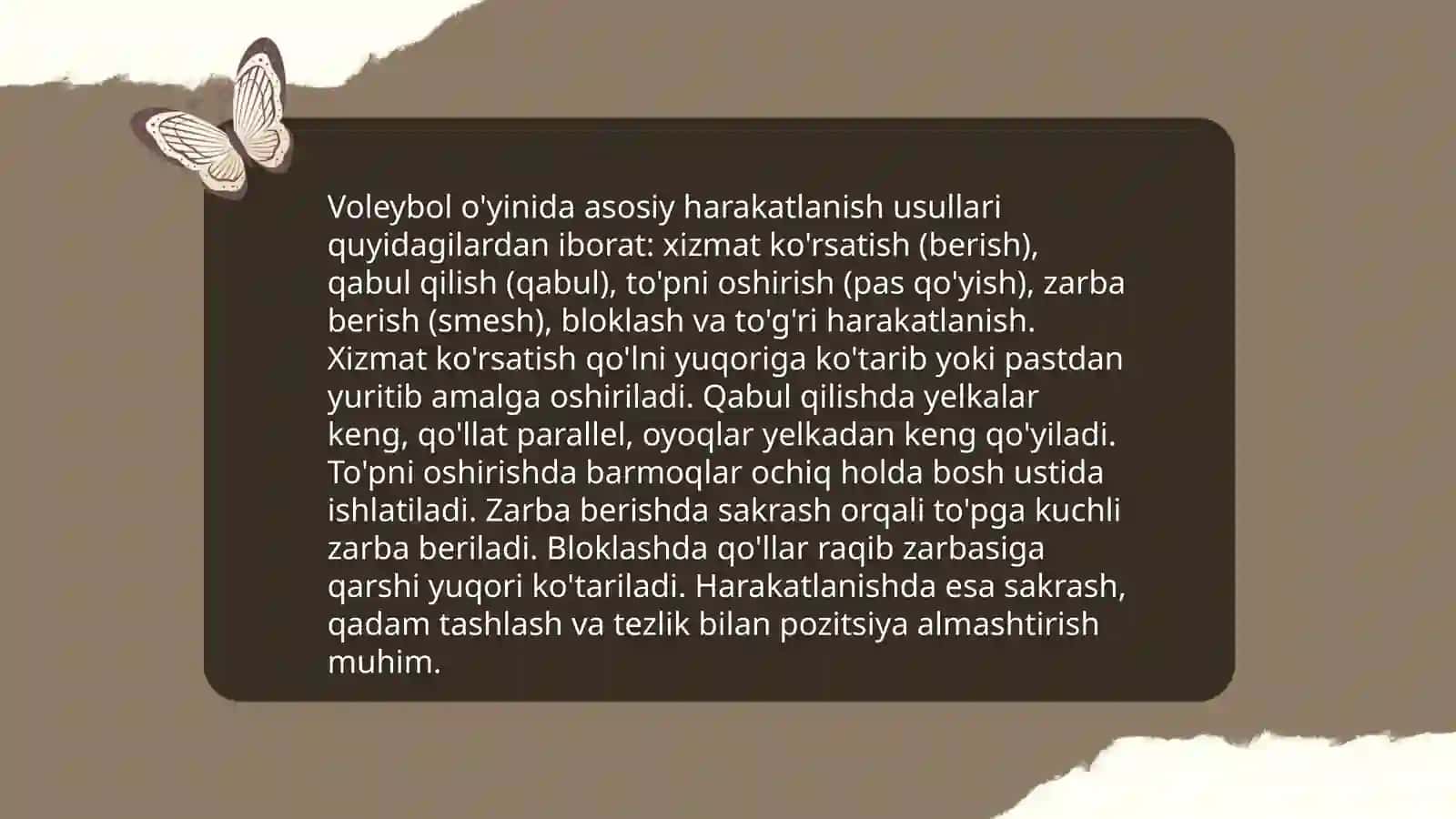 Voleybol o'yinida harakatlanish va to'pni boshqarishning texnik usullarini o'rgatish 3