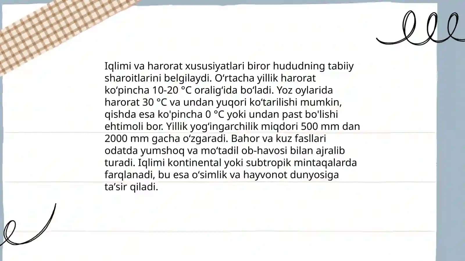 Iqlim va harorat xususiyatlari 3