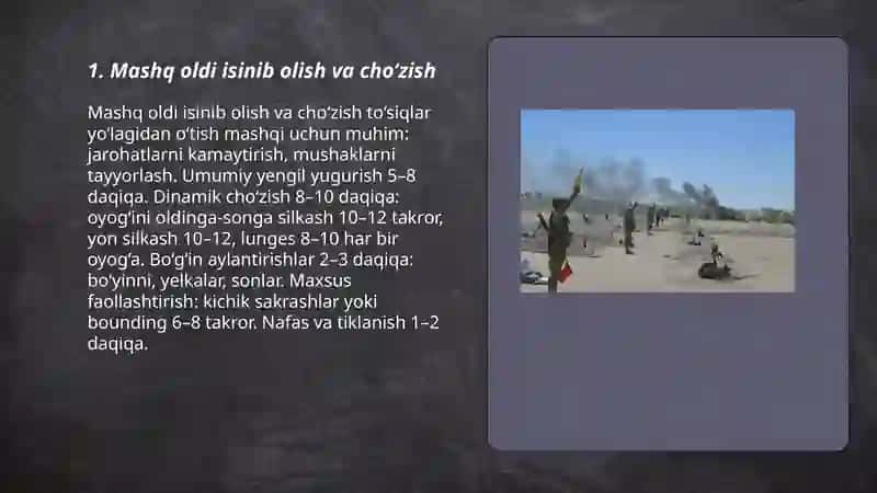To‘siqlar yo‘lagidan o‘tish mashqini bajarish 3
