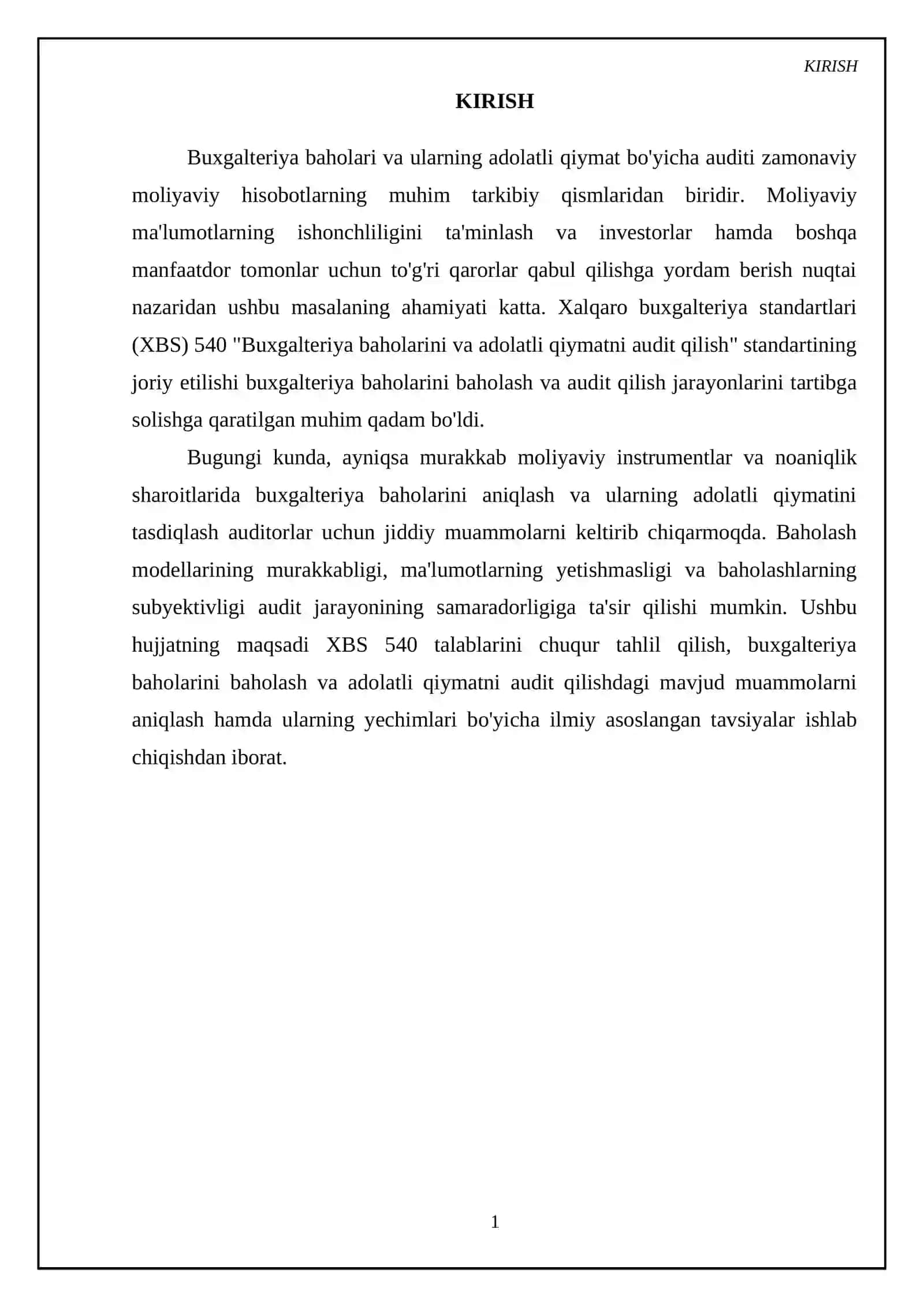 Buxgalteriya baholari va adolatli qiymat auditi (XAS 540) 3