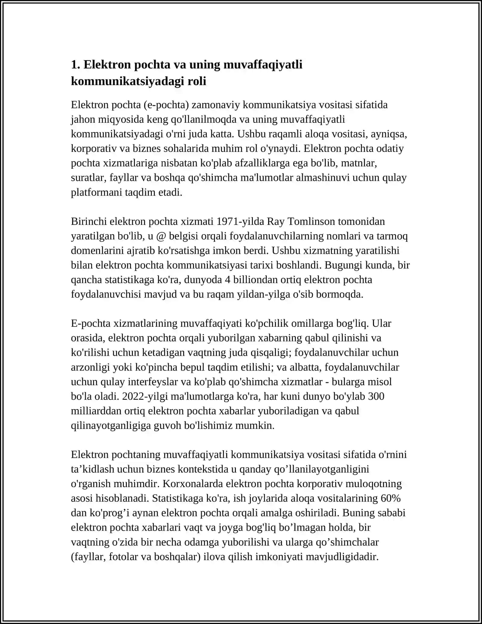 ELEKTRON POCHTA, INTERNET ORQALI MULOQOT VA UNING AHAMIYATI 3