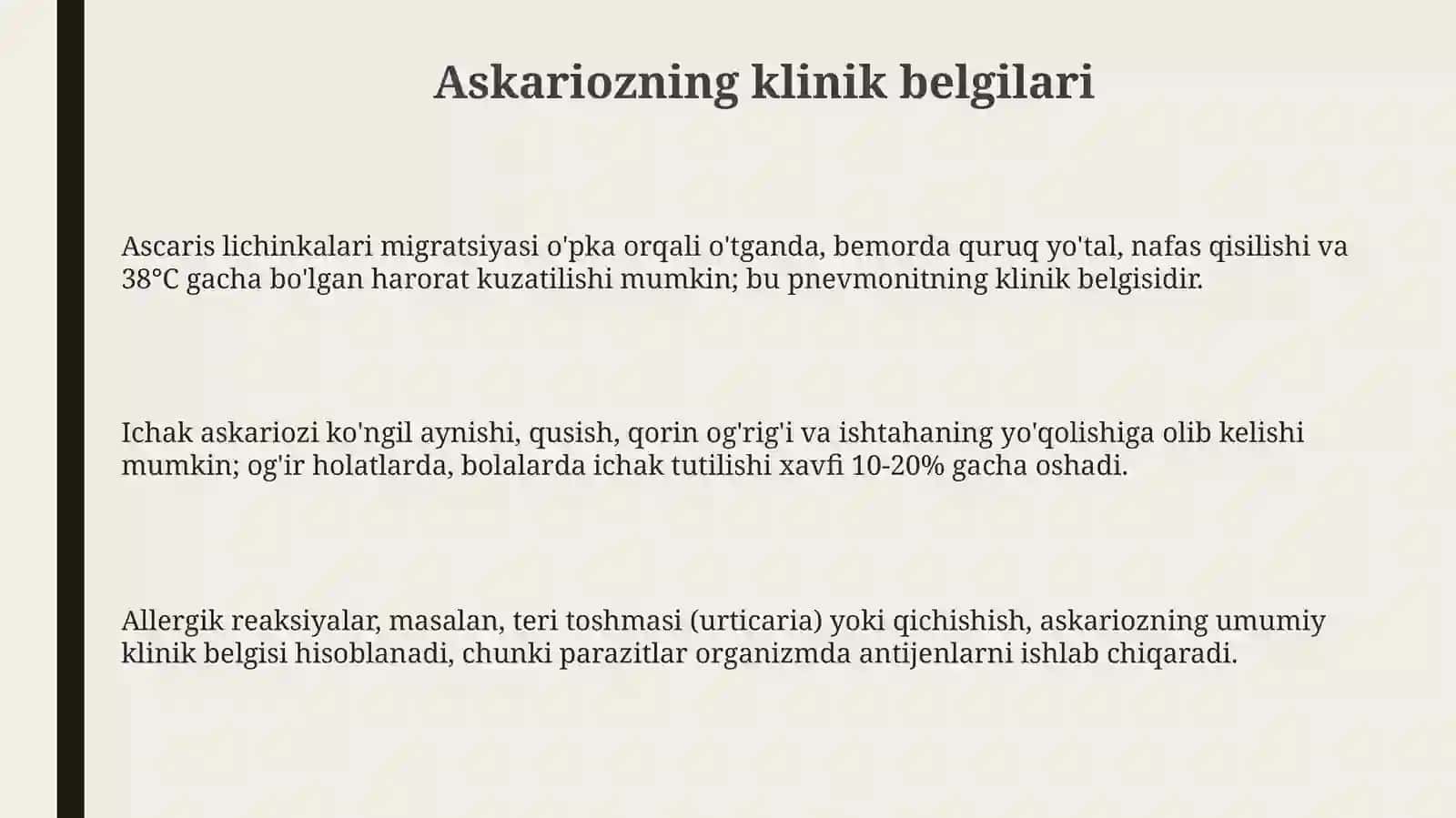 Askariozning klinik tasviri 3