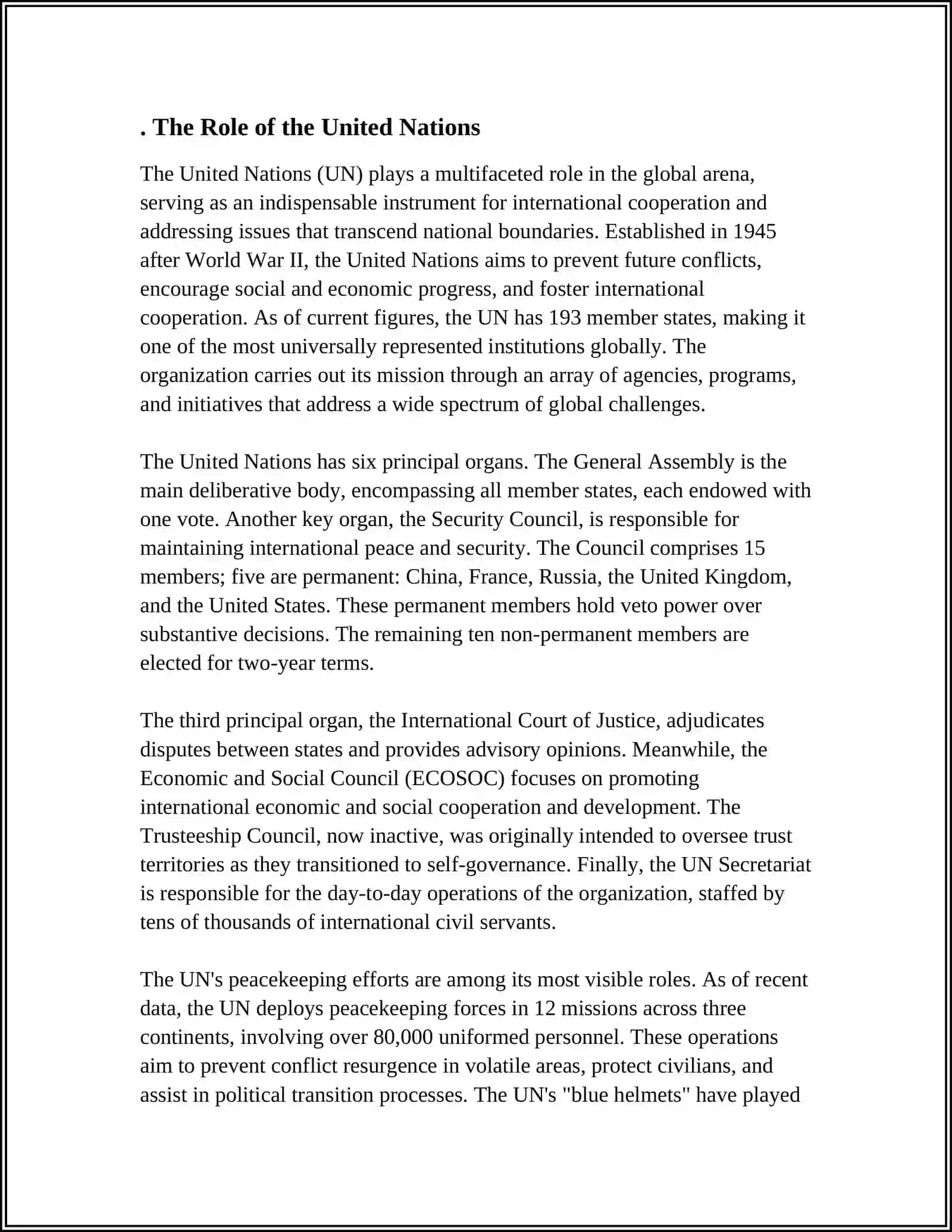 The Role of the United Nations 3