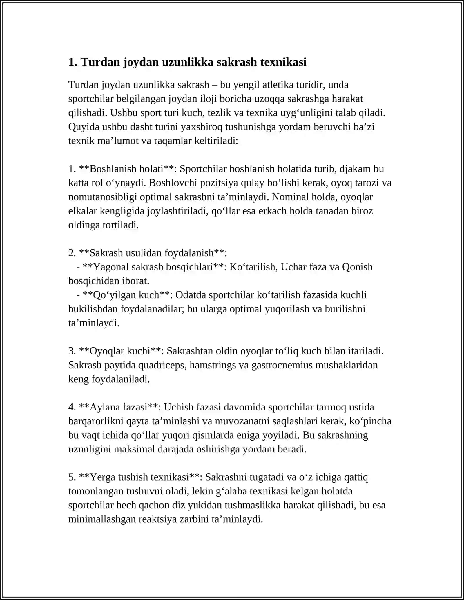 TURDAN JOYDAN UZUNLIKKA SAKRASH (SM). MAJT-(ME’YORI). SPORT TURLARI O‘YINLARINI TEXNIKA VA TAKTIKASI (BASKETBOL, FUTBOL, VOLEYBOL-(ME’YORI) 3