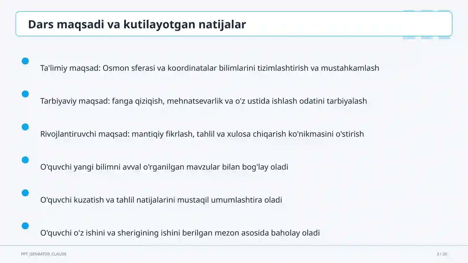 Osmon sferasi va koordinatalar (10-sinf) 3