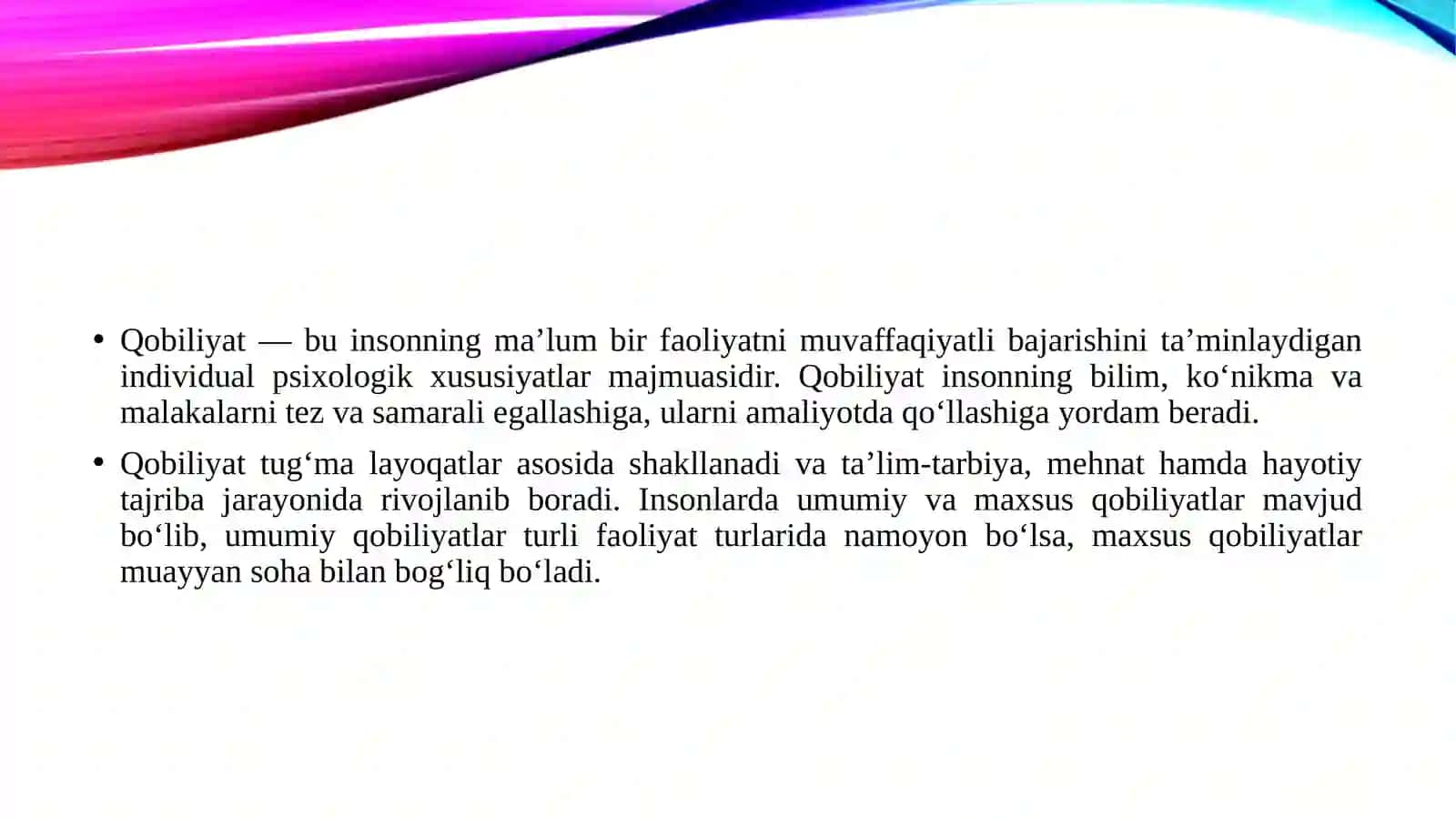 Qobiliyat va pedagogik qobiliyat xaqida tushuncha 3
