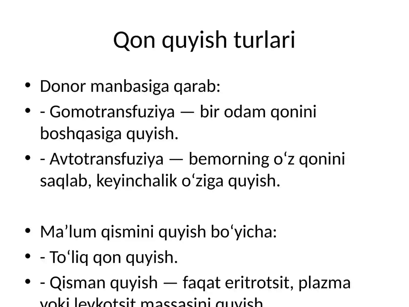 Qon va qon o‘rnini bosadigan suyuqliklarni quyish 3