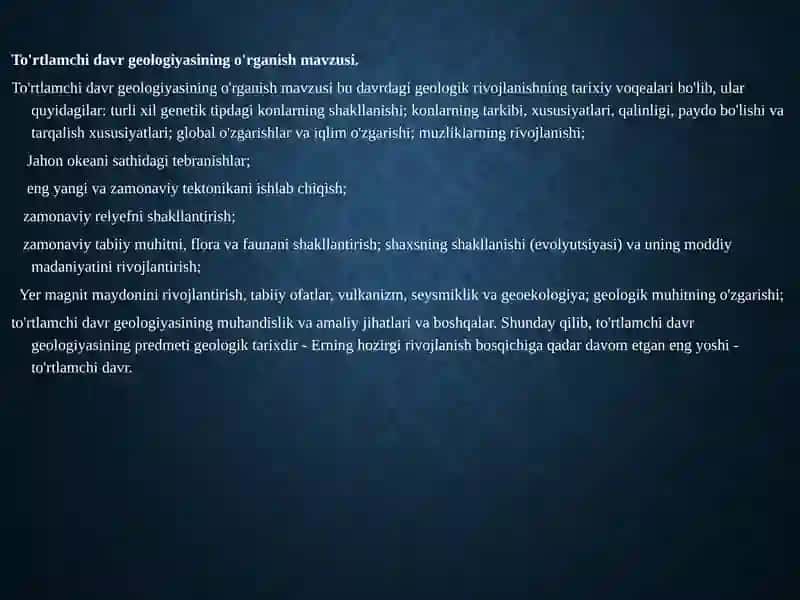 To'rtlamchidavr geologiyasi 3