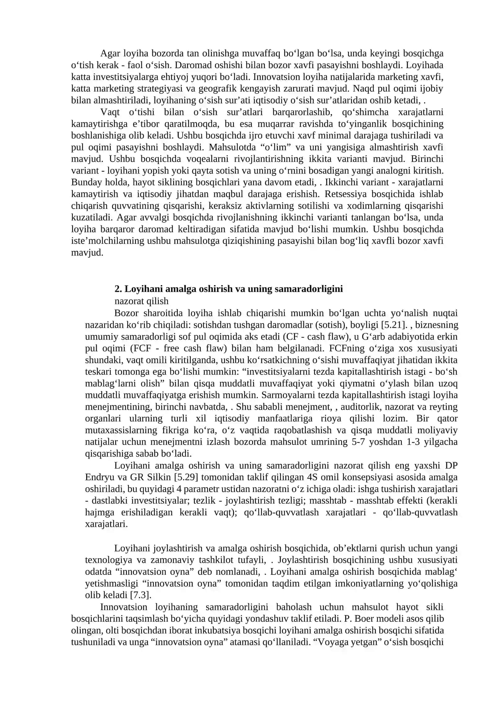Innovatsion loyihaning samaradorligi va qiymatini 3