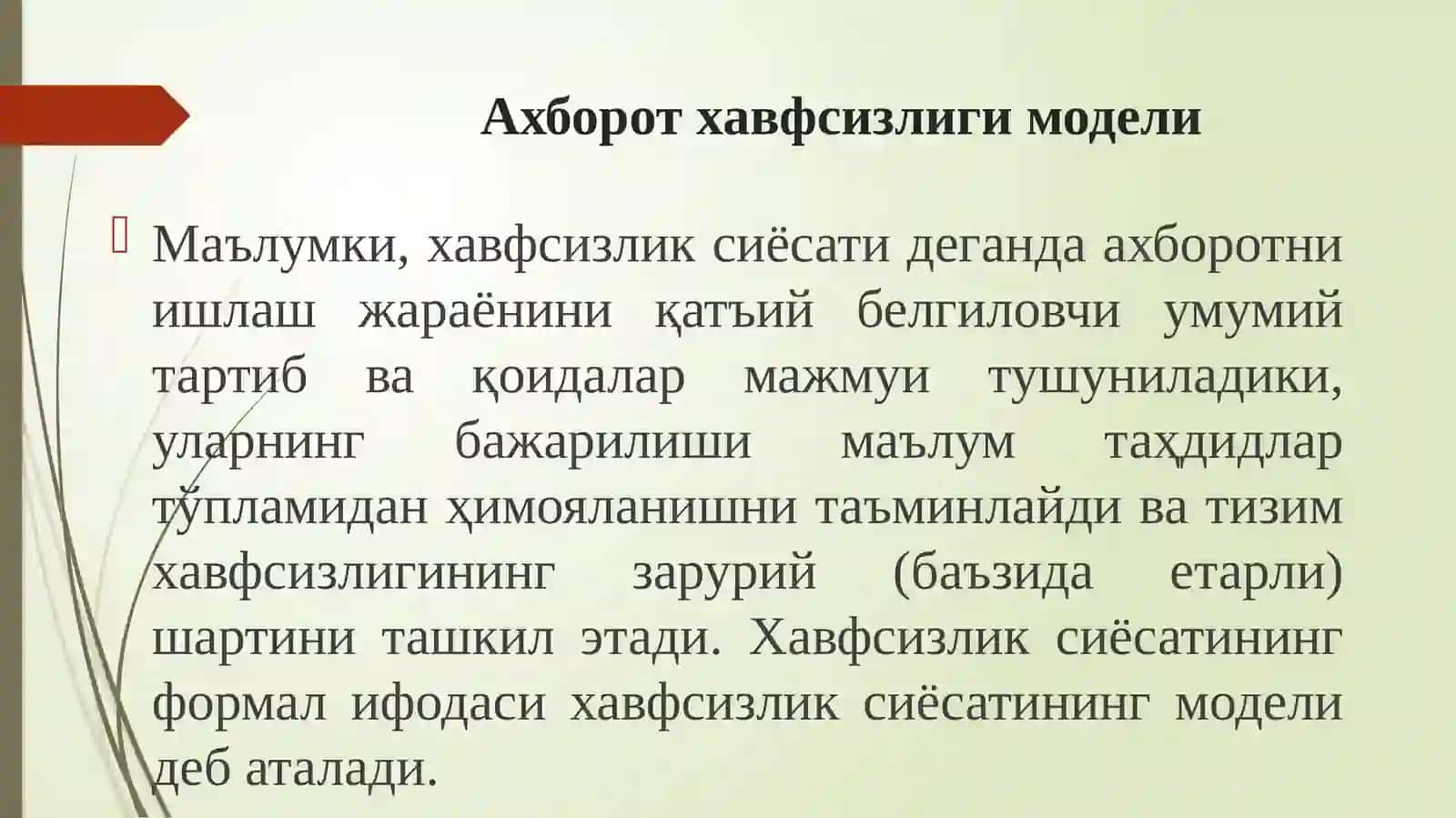 Ахборот хавфсизлиги модели 3