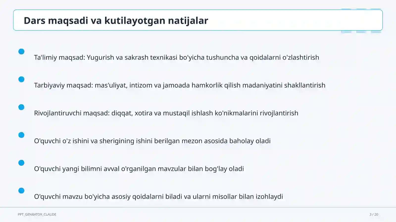 Yugurish va sakrash texnikasi (2-sinf) 3