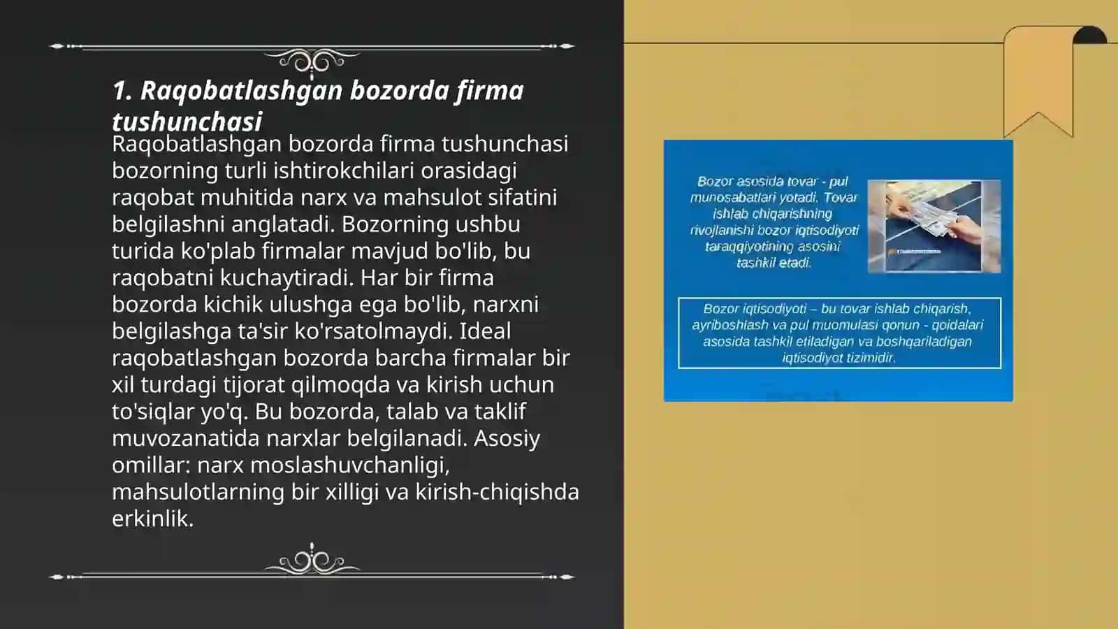 RAqobatlashgan bozorda qisiqa muddatli oraliqda firma foydasini maksimallashtirish va uning taklifi 3