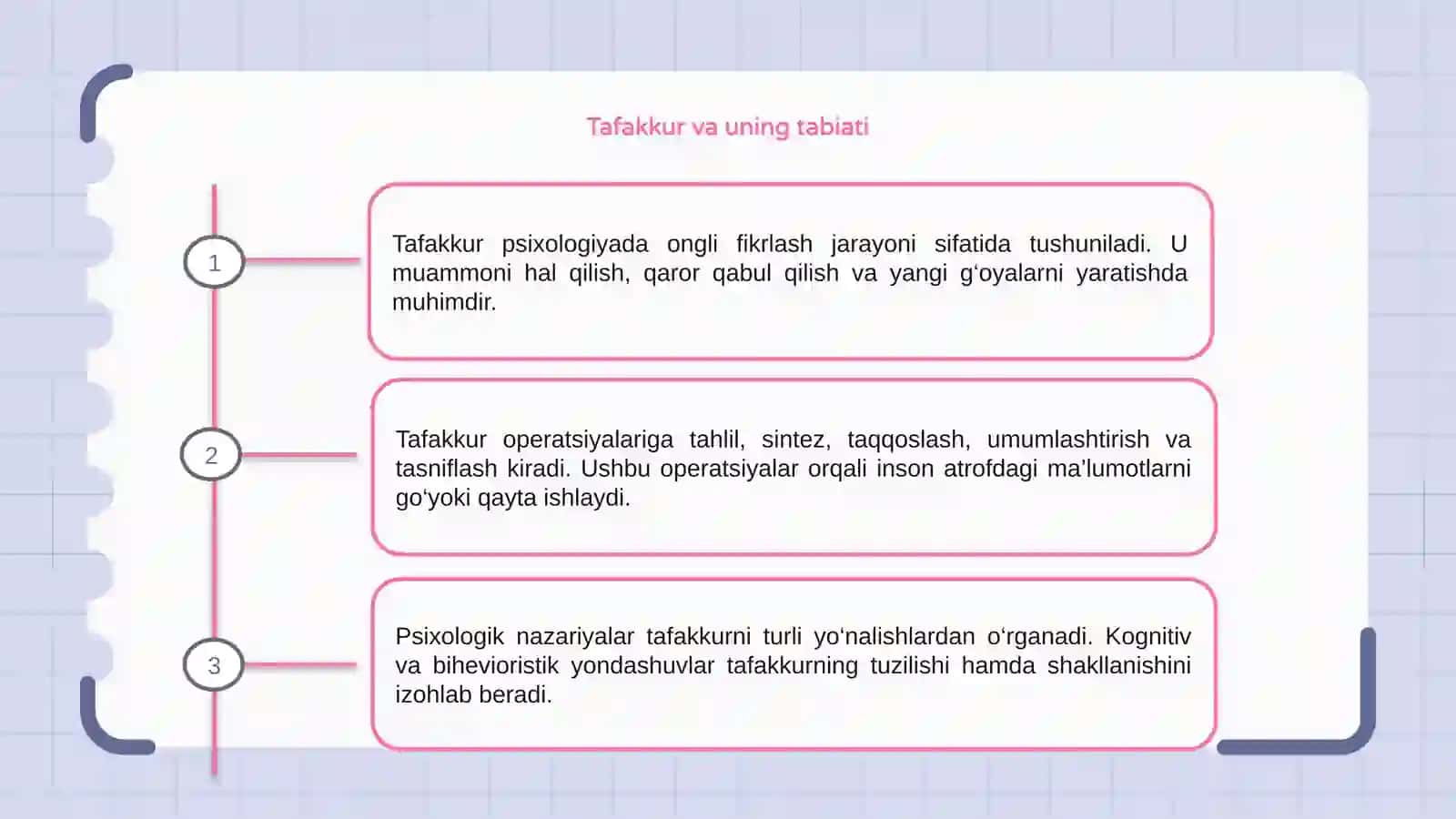 Tafakkur borasidagi psixalogik nazariyalar.Tafakkur operatsiyalari 3