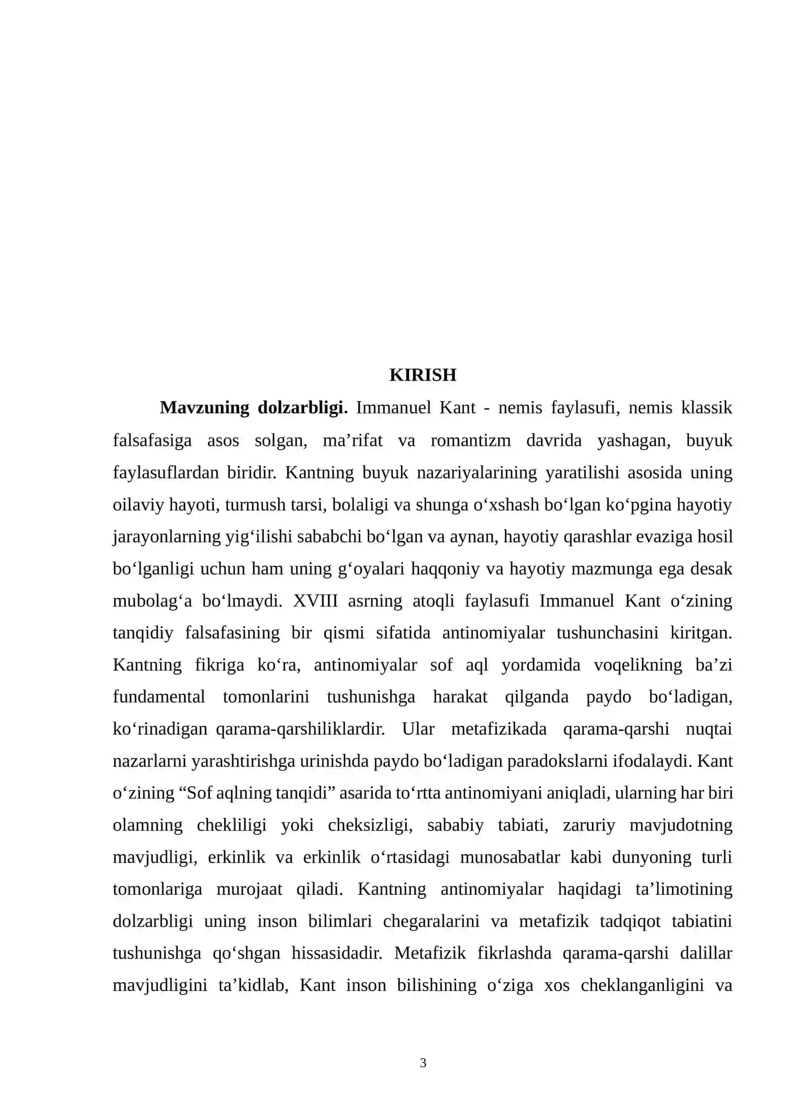 Immanuel Kantning antinomiyalar haqidagi ta’limoti 3