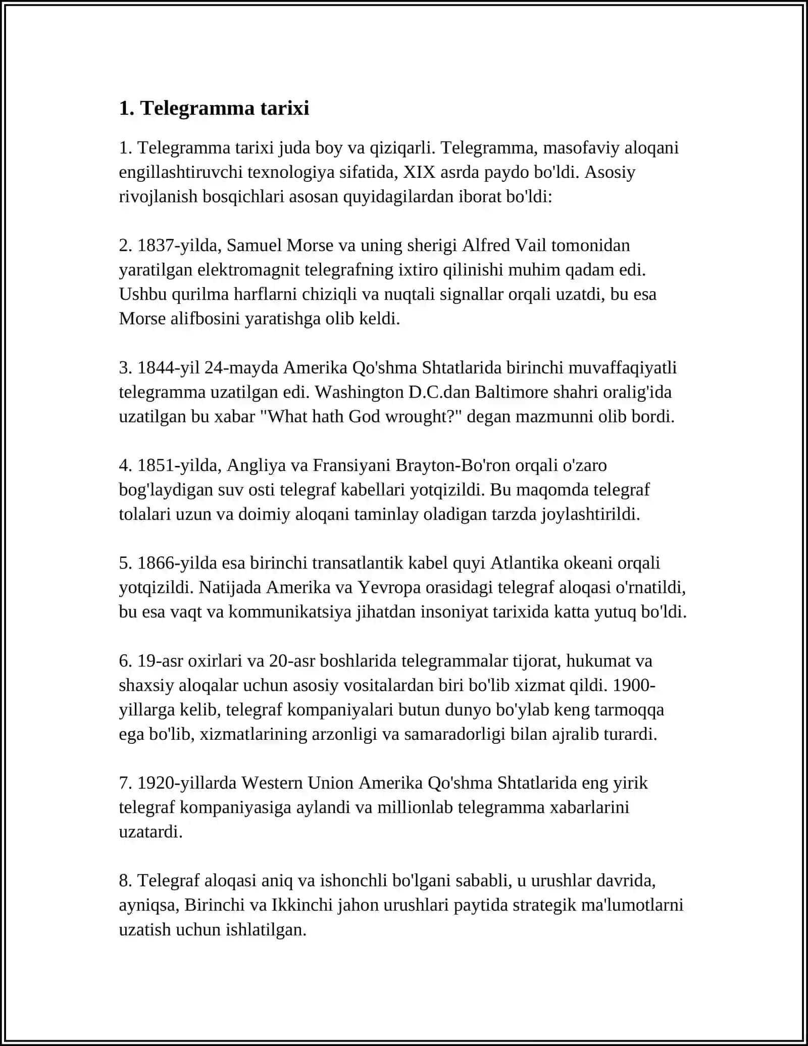 XIZMAT YOZISHMALARI: TELEGRAMMA, TELEFONOGRAMMA 3
