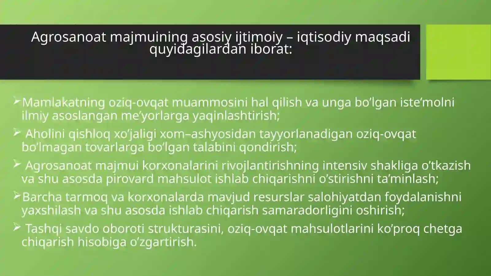 Mamlakat agrosanoat majmuasi va uning rivojlanishidagi mintaqaviy xususiyatlari 3