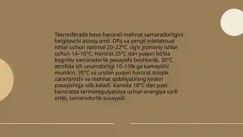 Texnosferada havo muhitining koʻrsatkichlari 3