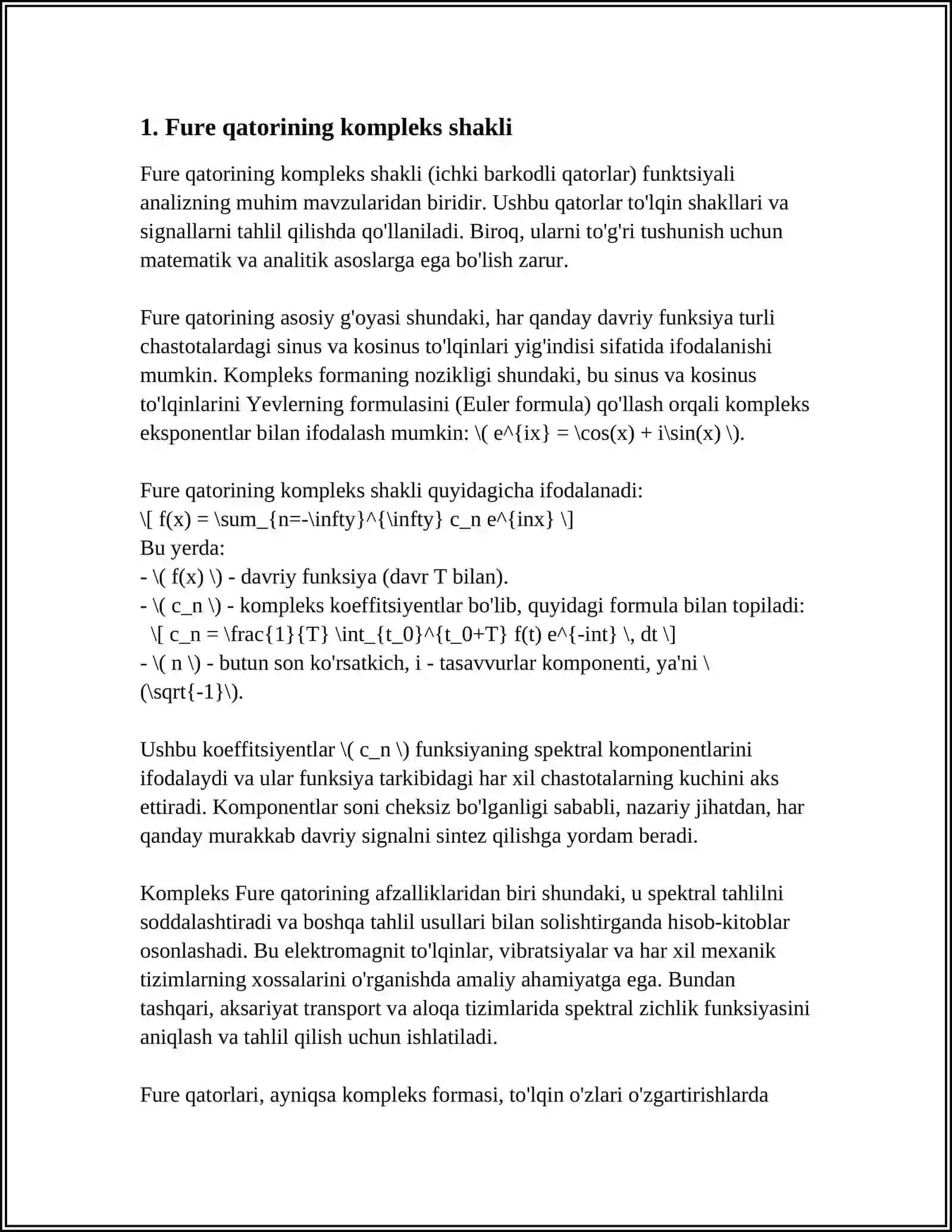 FURE QATORINING KOMPLEKS SHAKLDAGI KOʻRINISHI 3
