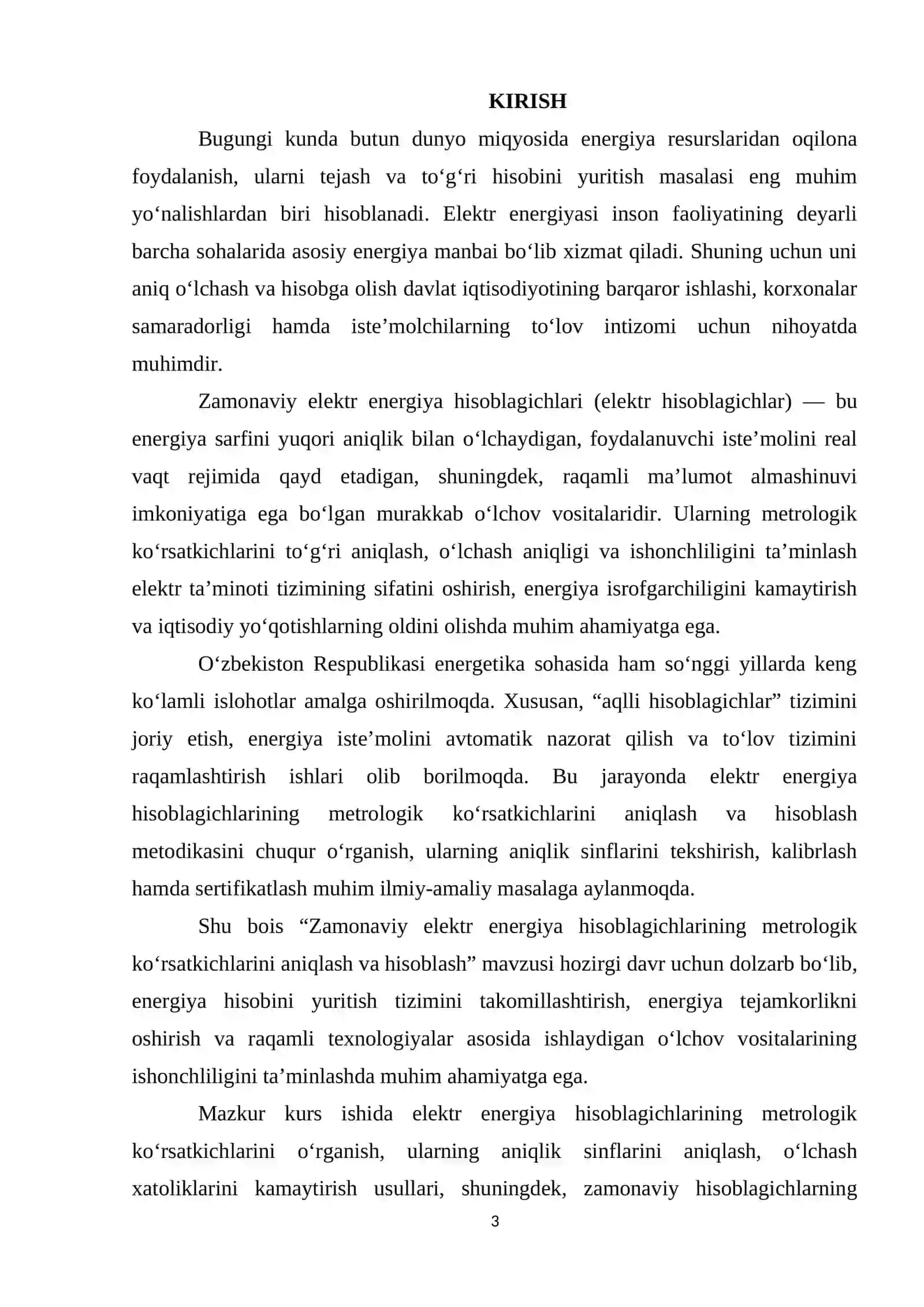 Zamonaviy elektr energiya hisoblagichlarining metrologik ko’rsatkichlarini aniqlash va hisoblash 3