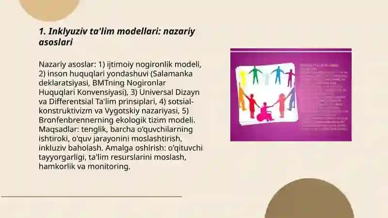 Inklyuziv taʼlim modellari:tahlil va xususiyatlar 3