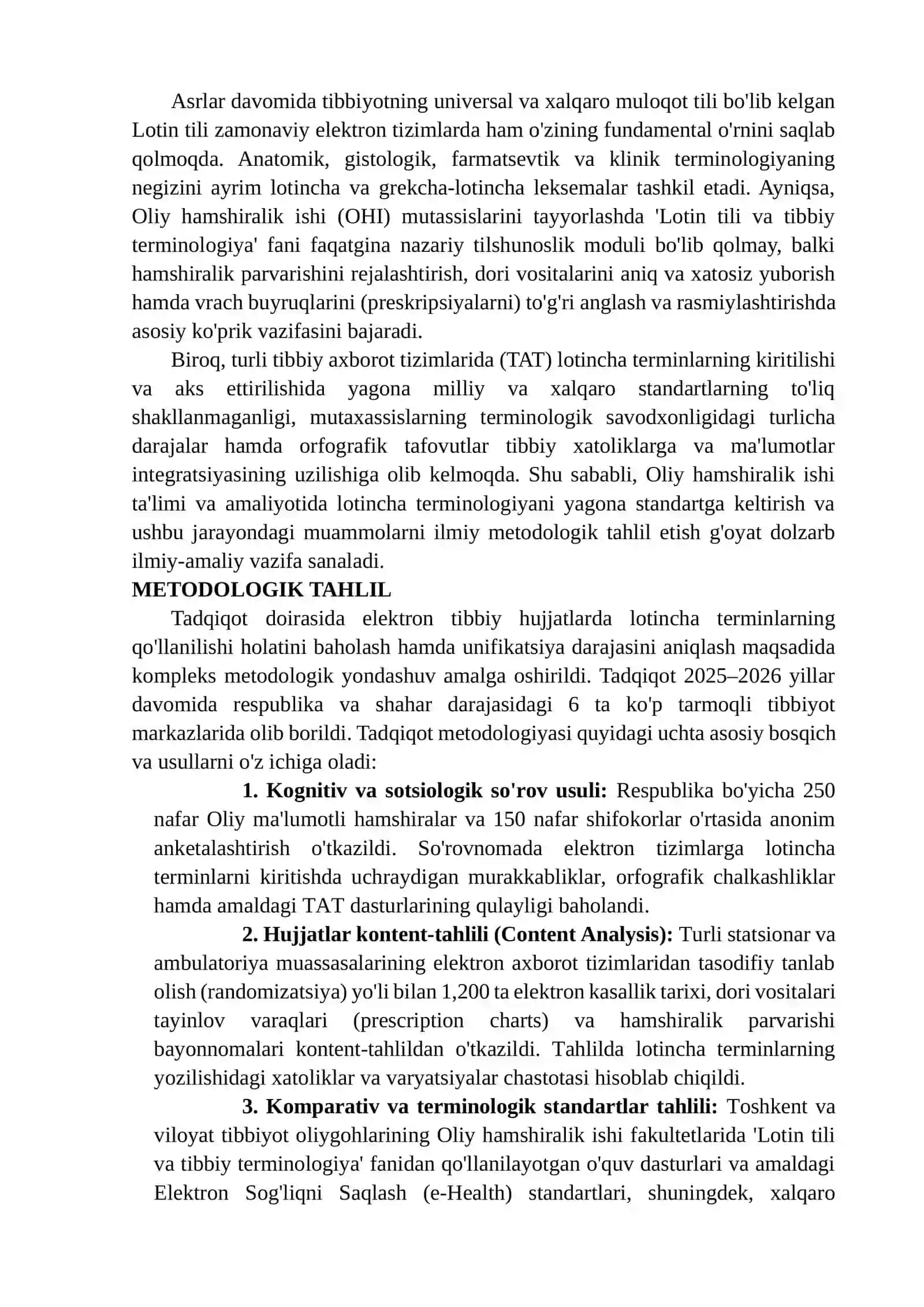 ELEKTRON TIBBIY HUJJATLARDA LOTINCHA TERMINLARNING YAGONA STANDARTINI SHAKLLANTIRISH MUAMMOLARI VA ULARNING ECHIMLARI 3