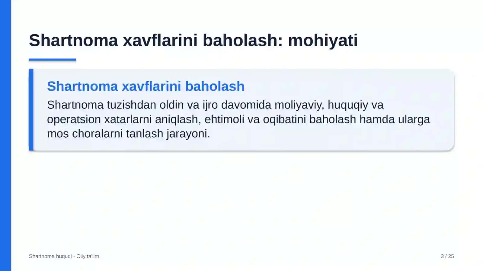 Shartnoma huquqi · Oliy ta'lim 3