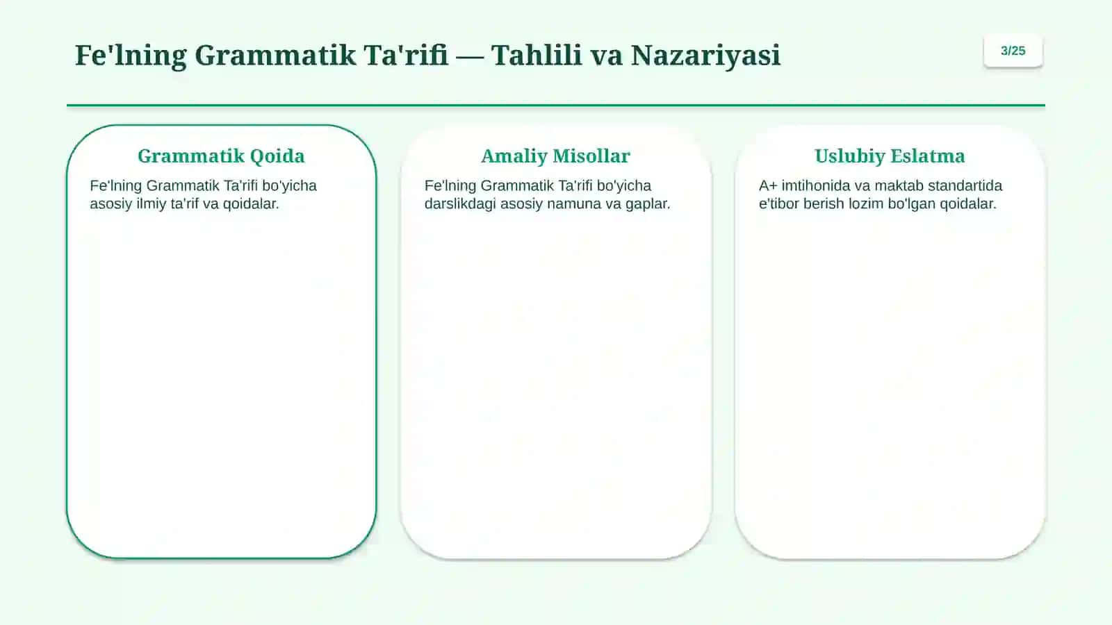 Fe'l So'z Turkumi: O'timlilik va Nisbat Tizimi 3