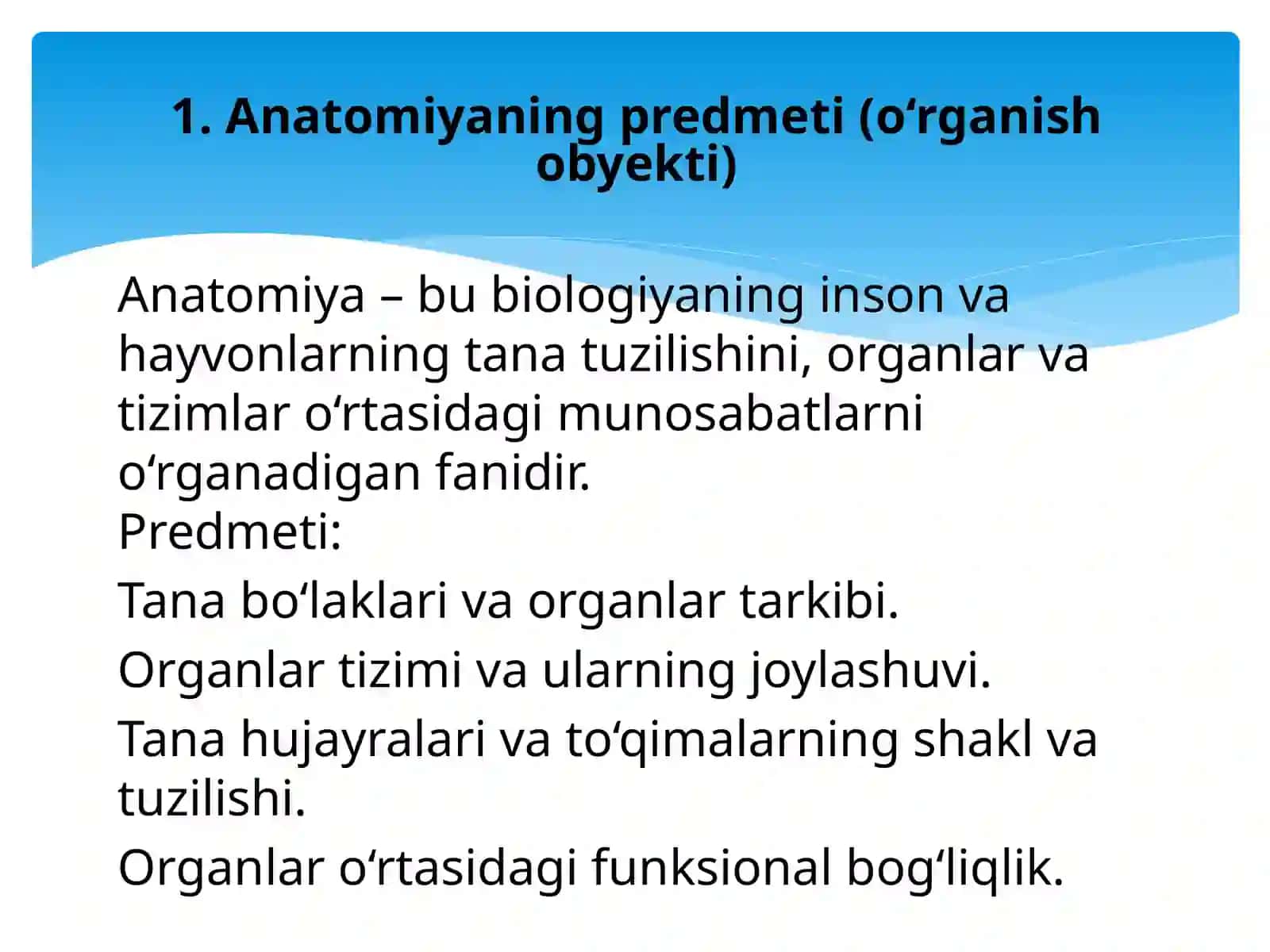 Anatomiyaning predmenti,maqsadi,vazifalari va o’rganish usullari 3