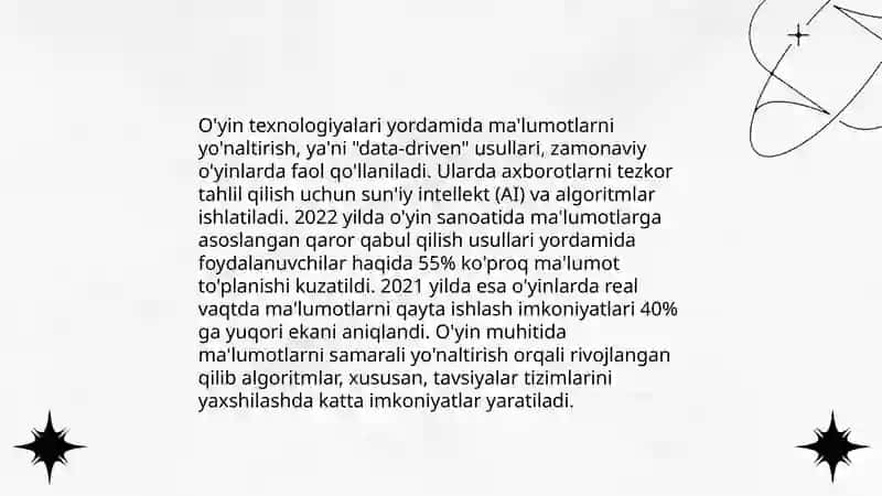 O'yin texnologiyalari yordamida ma'lumotlarni yo'naltirish usullari 3