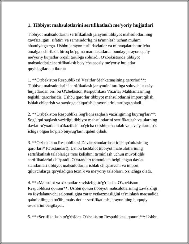 TIBBIYOT TAVARSHUNOSLIGIDA QOLANILADIGAN MEYORIY TEHNIK HUJATTLAR 3