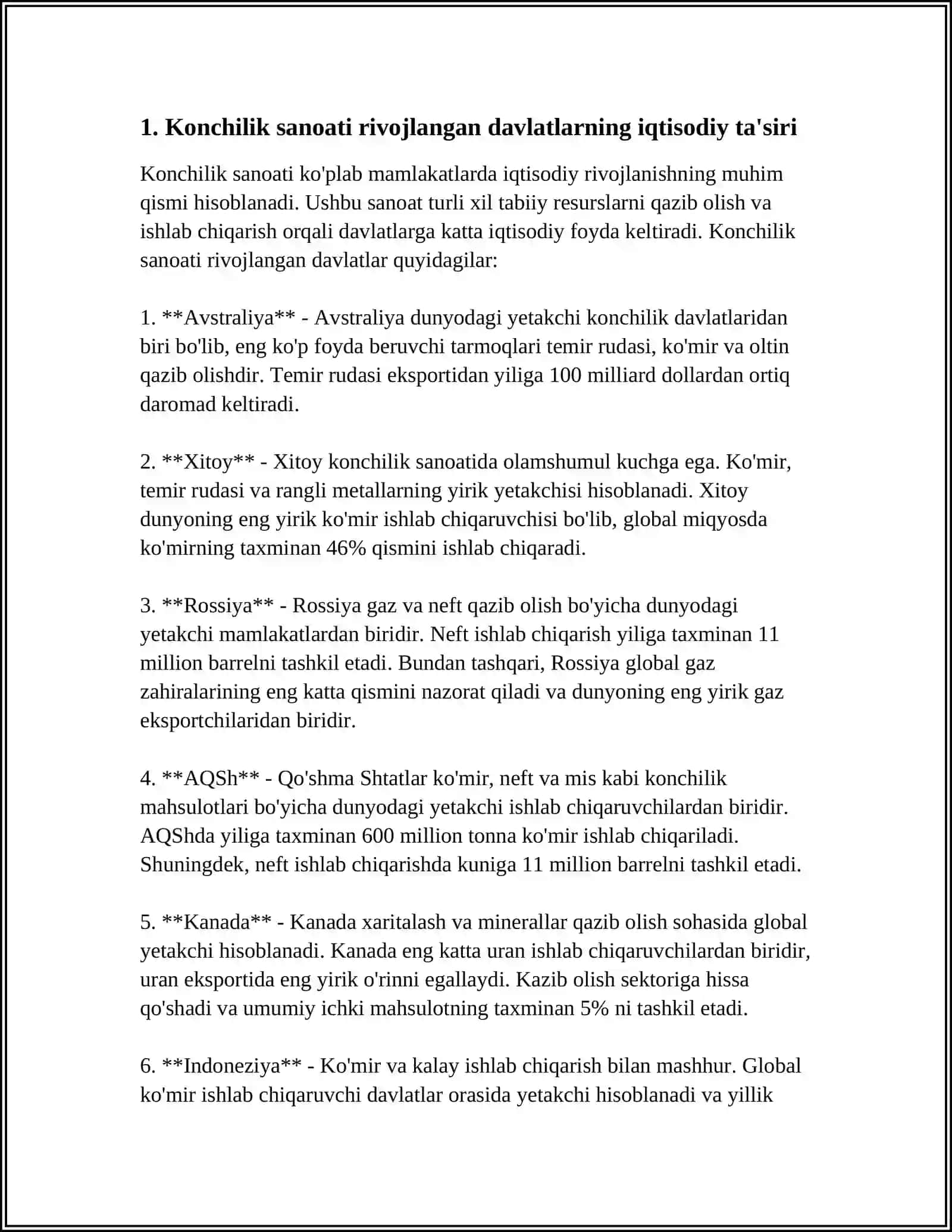 KONCHILIK SANOATI RIVOJLANGAN DAVLATLAR TO'G'RISIDA MA'LUMOT 3