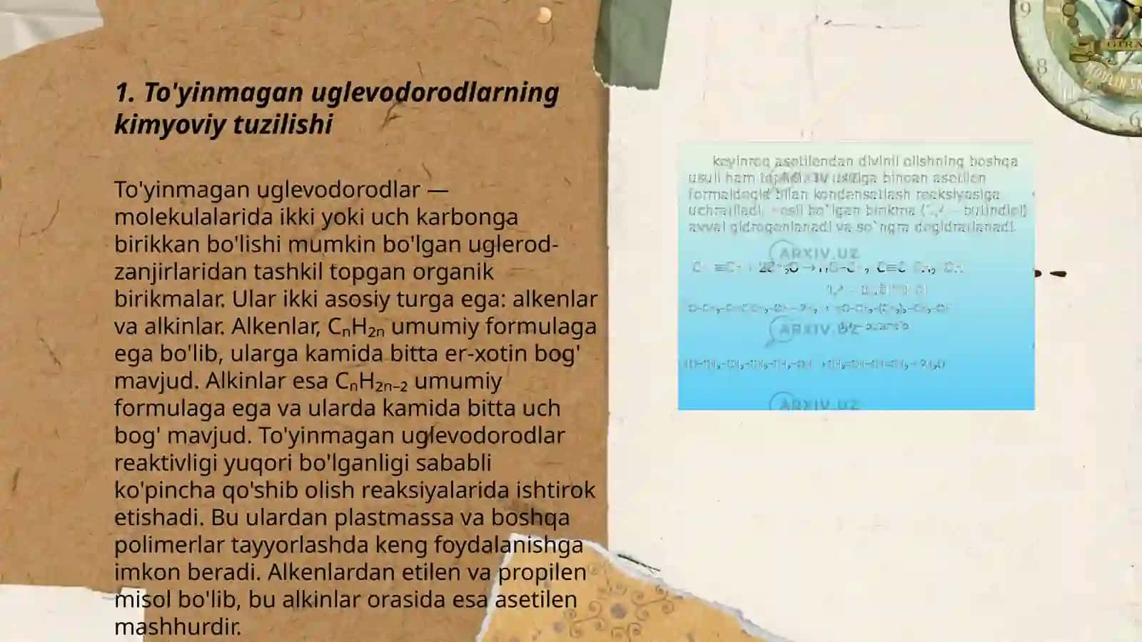 Neftni qayta ishlashda hosil bo‘ladigan toʻyinmagan uglevodorodlar 3
