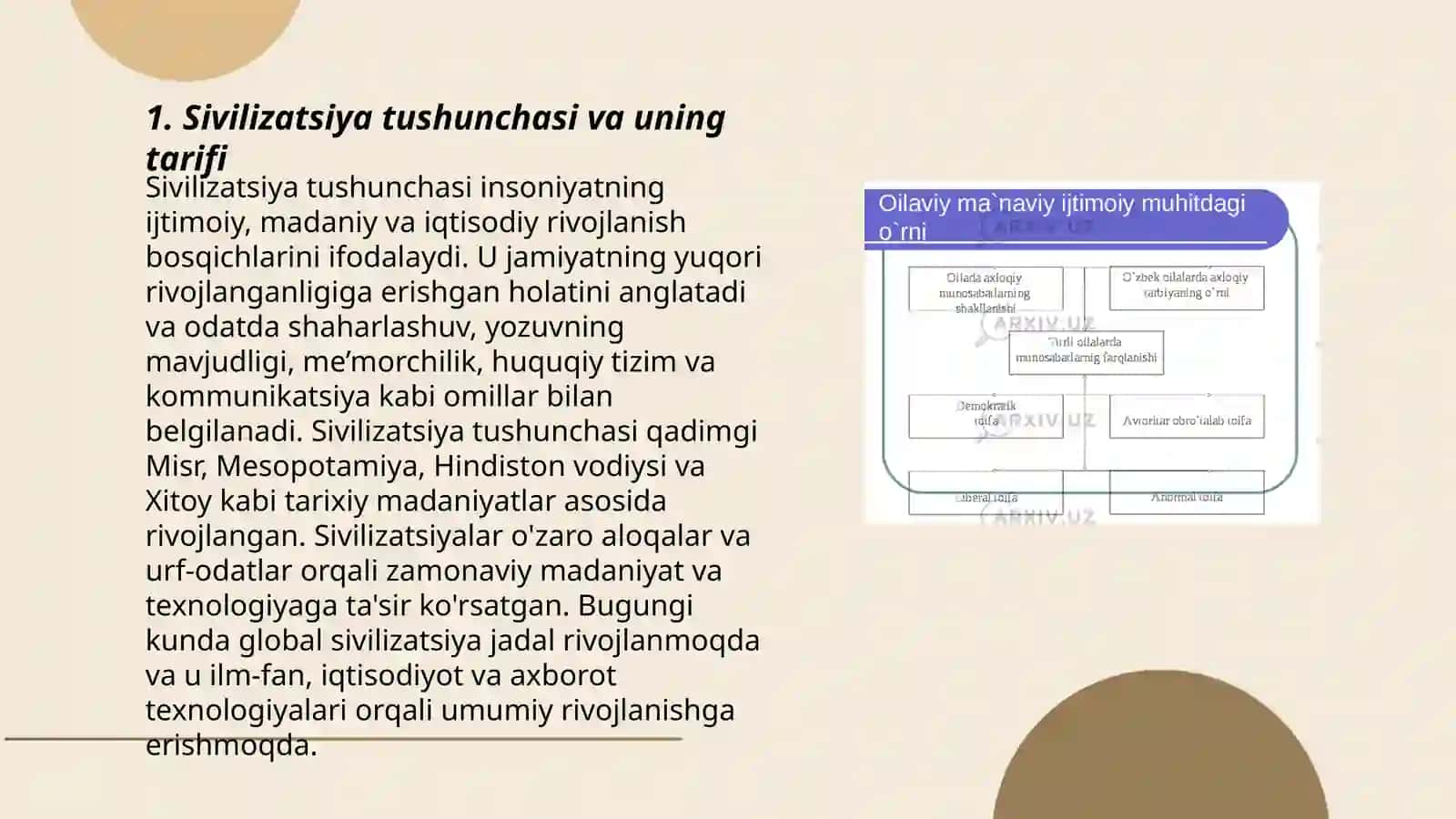 Svilizatsiya va madaniyat tushunchalarining mazmun va mohiyati,uning ma'naviyat bilan aloqadorligi 3