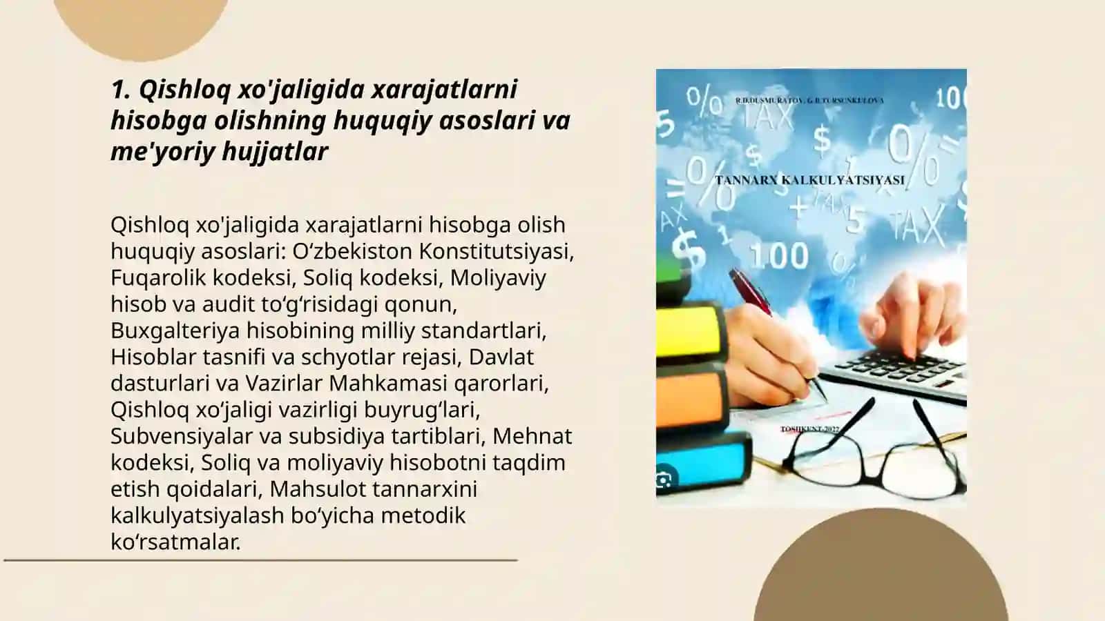 Qishlоqxо‘jaligida xarajatlarni hisоbga оlish va mahsulоt tannarxini kalkulyatsiyalashni tеkshirish 3