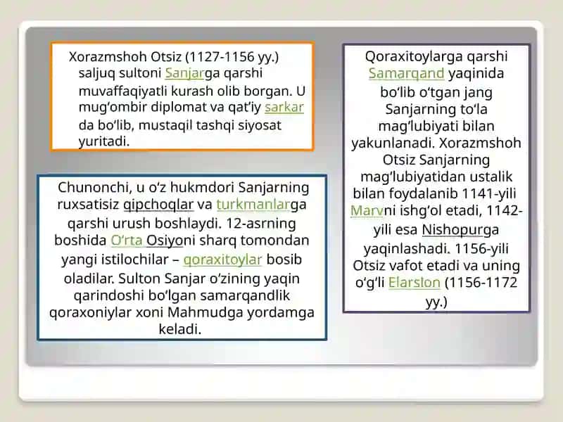 Xorazmshohlar davlati va uning yuksalishiXorazmshohlar davlati va uning yuksalishi 3