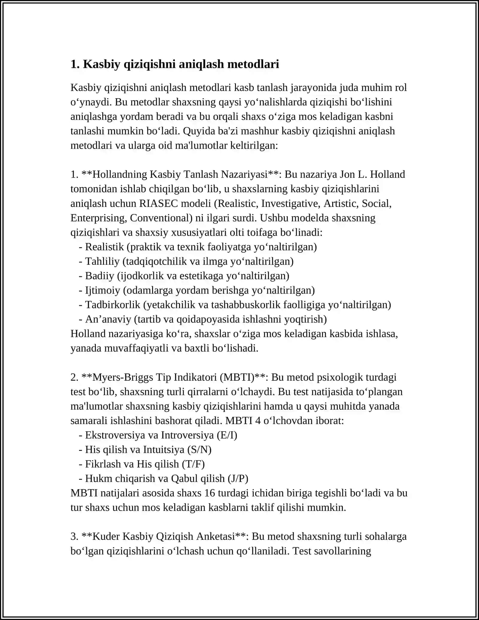 PSIHOLOGIYADA KASBIY QIZIQISH METODLARINI O'RGANISH 3
