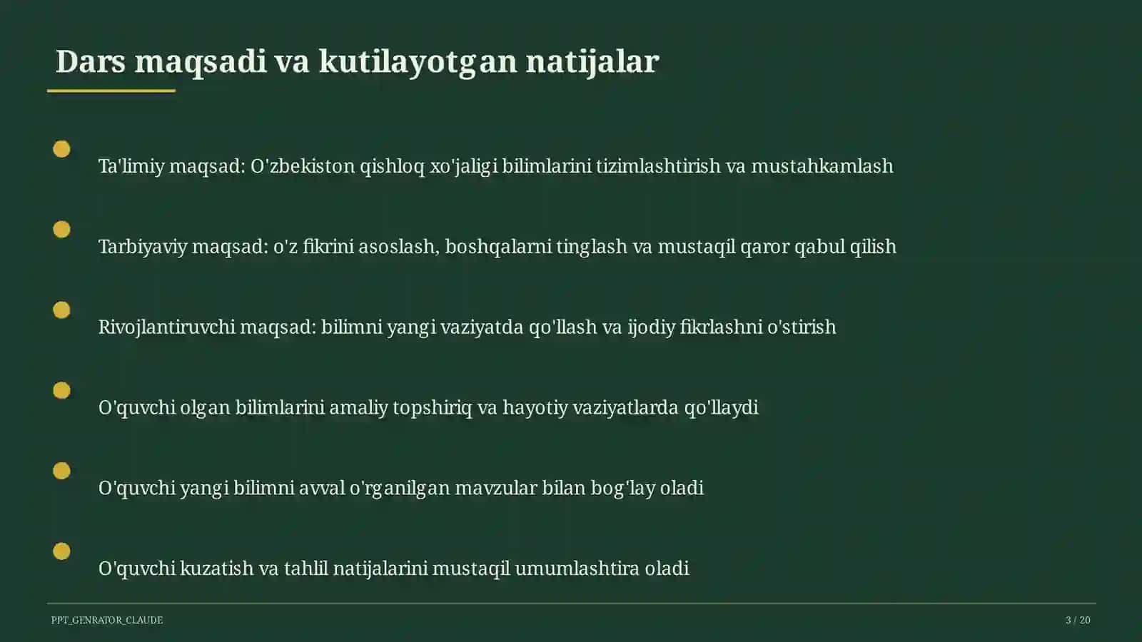 O'zbekiston qishloq xo'jaligi (9-sinf) 3