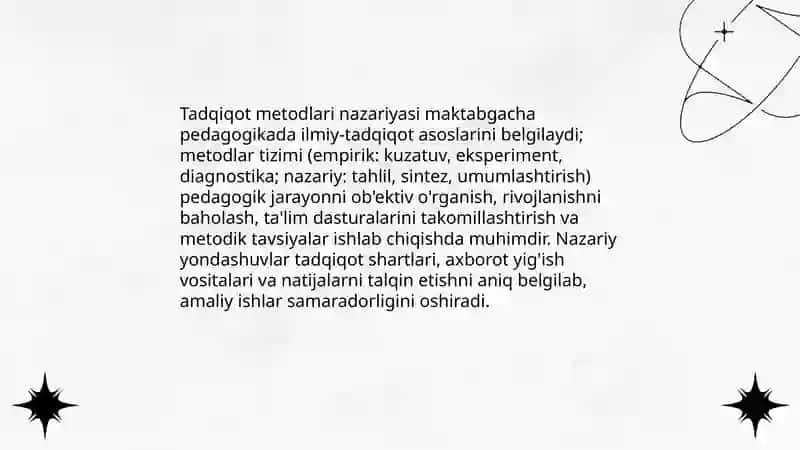 Maktabgacha pedagogika fanining tadqiqot metodlari 3