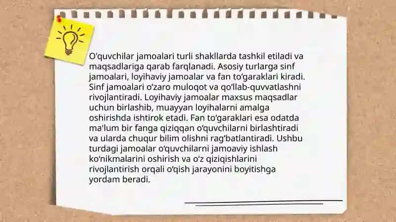 O'quvchilar jamoasi yaxlit pedagogik jarayonning asosiy shakli 3