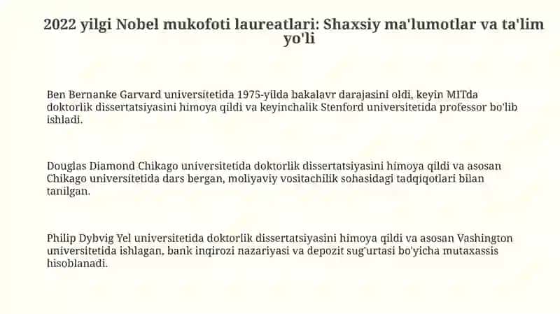 2022 yilda Nobel mukofotini olgan iqtisodchi olimlarningilmiyta'limotlari 3