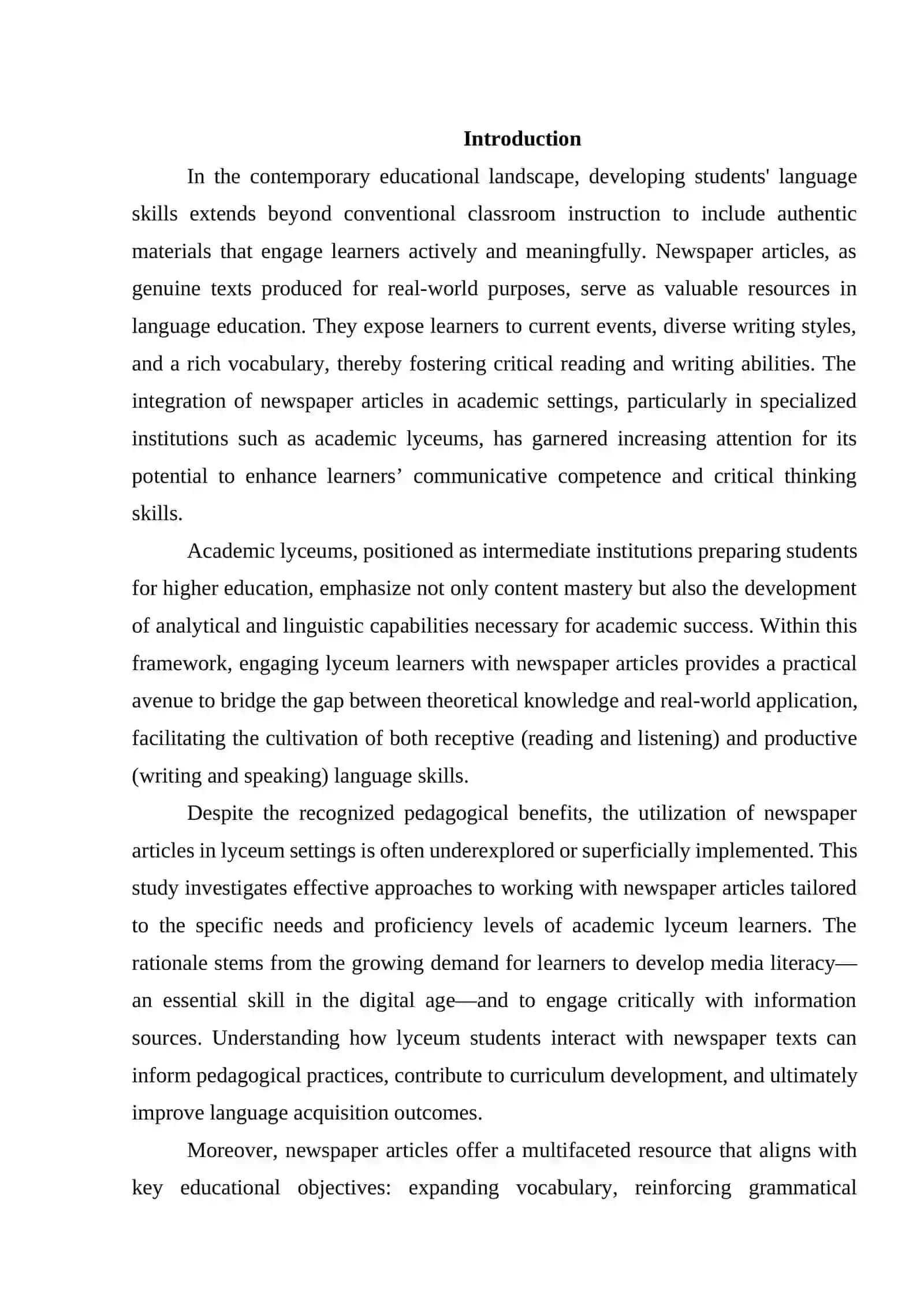 Newspaper Articles with Academic Lyceum Learners 3