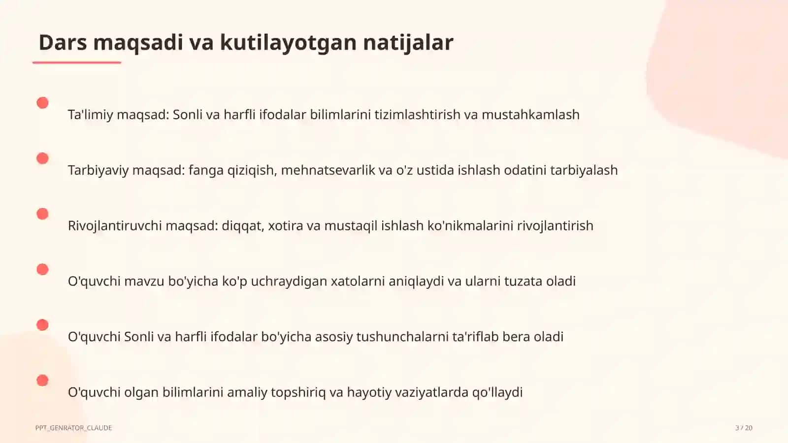 Sonli va harfli ifodalar (5-sinf) 3