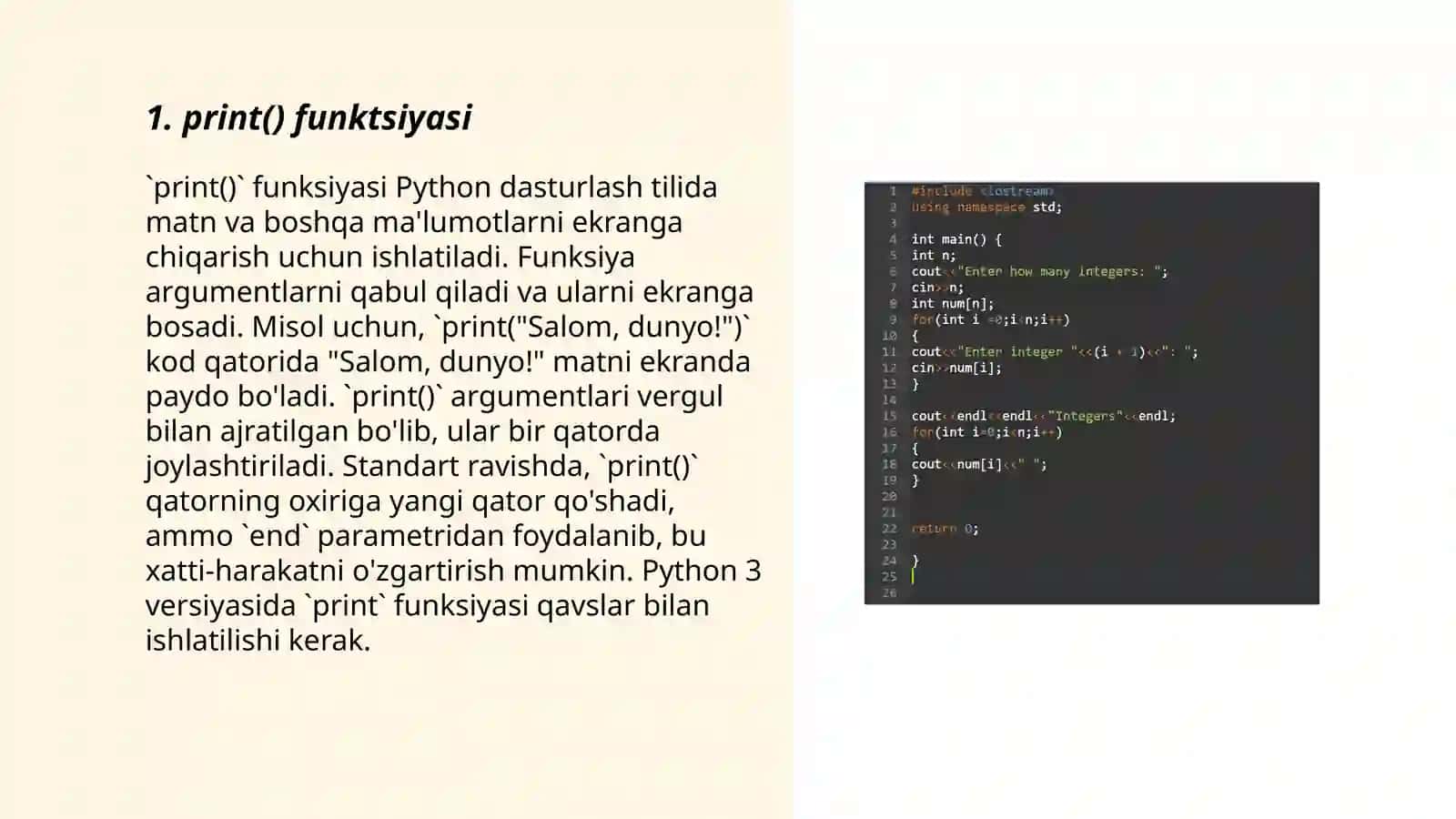 Python dasturlash tilida “build-in function” (maxsus tuzilgan funksiyalar) 3